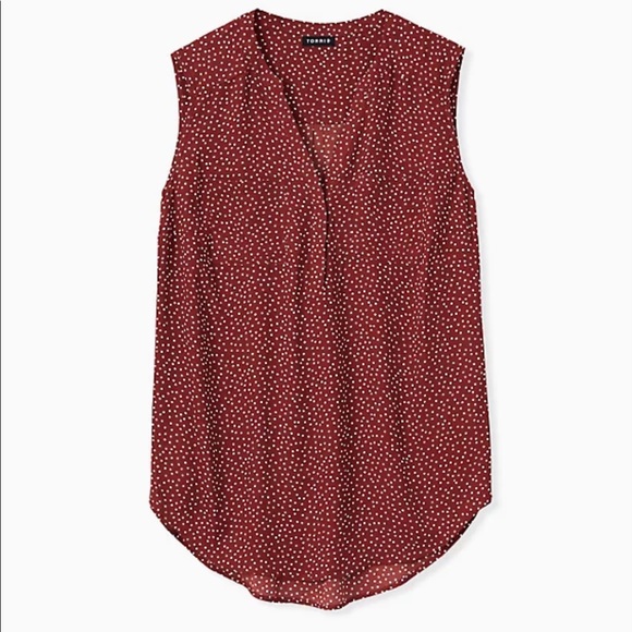 torrid Tops - Brick Red Ditsy Dots Georgette Pullover Tank 22-24